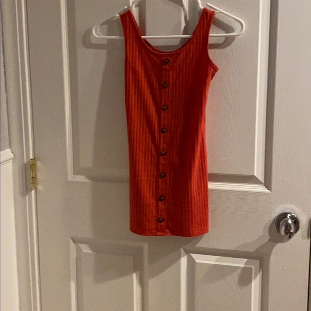 Orange faux button top